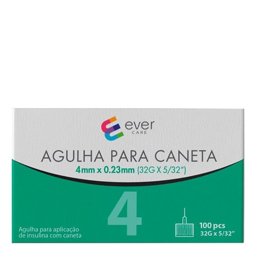 Agulha Caneta Insulina Ever Care 4mm 100 Unidades