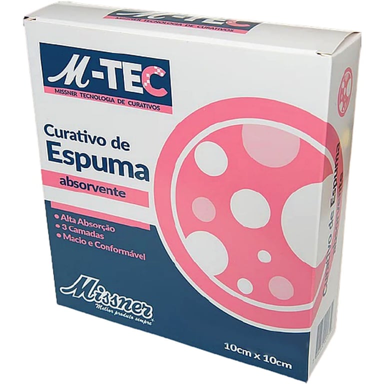 Curativo De Espuma Absorvente Border - 10Cm X 10Cm - M-Tec