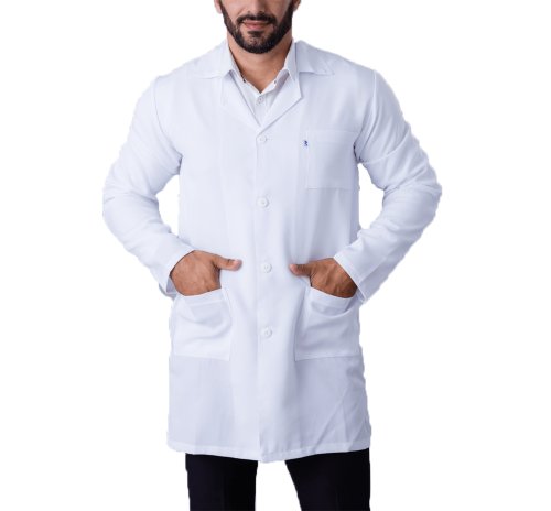 Jaleco Liso Masculino Manga Longa Branco Oxford Namaste 