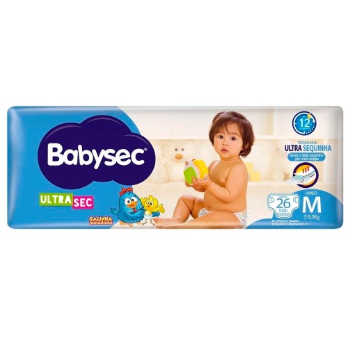 Fralda BabySec Galinha Pintadinha Ultra Sec Jumbo M 26 Unidades