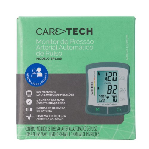 Monitor de Pressão Arterial de Pulso Caretech KD-738 com 1 unidade