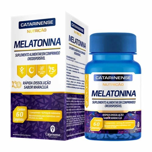 Suplemento Alimentar Melatonina Catarinense Nutrição 0,21mg Maracujá 60 Comprimidos Orodispersível