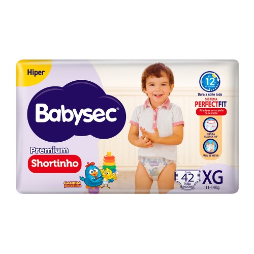 Fralda Shortinho Babysec Premium Tamanho XG com 42 Fraldas Descartáveis