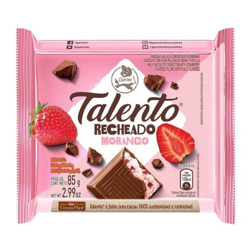 Choco Garoto Talento Rech Morango 90g