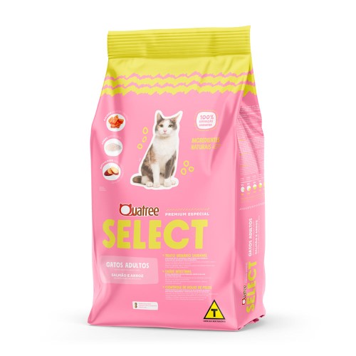 Ração para Gato Quatree Select Adulto Sabor Salmão e Arroz 1Kg