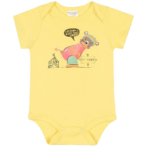 Body curto para bebê em suedine Circo Amarelo - Up Baby