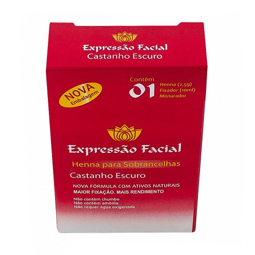 Henna para Sobrancelhas Expressão Facial Castanho Escuro Kit