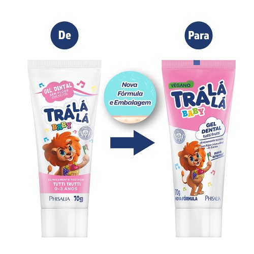 Gel Dental Trá Lá Lá Baby Sabor Tutti-frutti Sem Flúor 70g