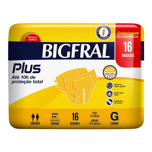 Fralda Geriátrica BigfFral Plus G 16 unidades