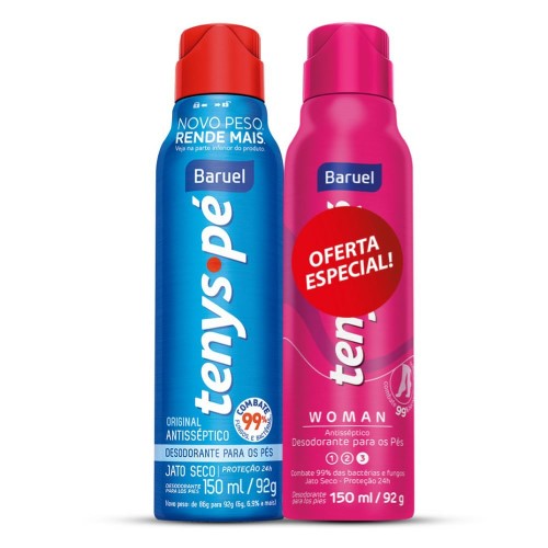 Desodorante Para os Pés Tenys Pé Baruel Original 150ml + Woman 150ml