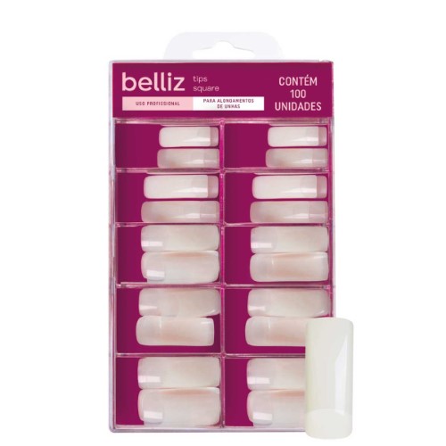 Tips para Alongamento de Unhas Belliz Square 100 Unidades