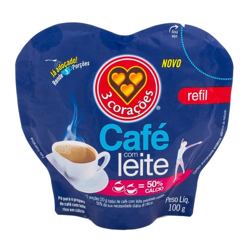 Café com Leite 3 Corações Refil 100g