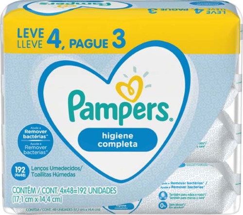 Lenços Umedecidos Pampers Higiene Completa 192 Unidades