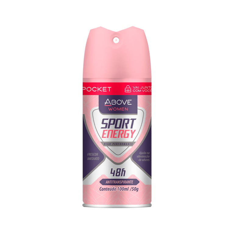 Desodorante Aerosol Antitranspirante Above Women Sport Energy Pocket 48h com 100ml