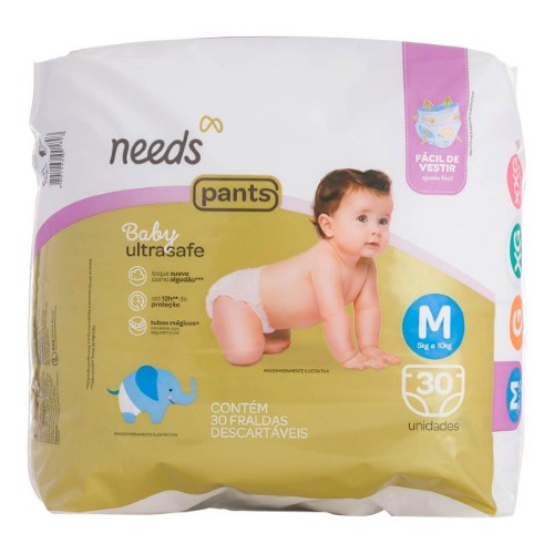 Fralda Needs Baby Ultrasafe Pants M - 30 Unidades