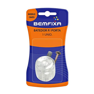 Batedor para Porta Bemfixa Modelo Chato cor Transparente 1 Unidade