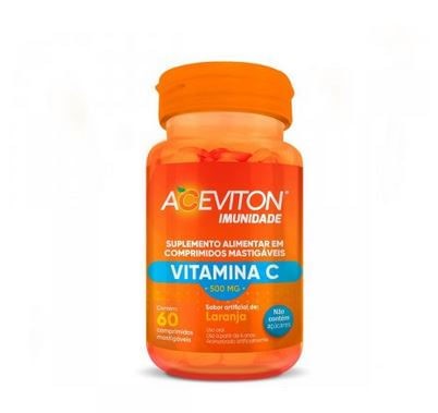 Suplemento Alimentar Aceviton Imunidade 500mg Sabor Laranja 60 Comprimidos