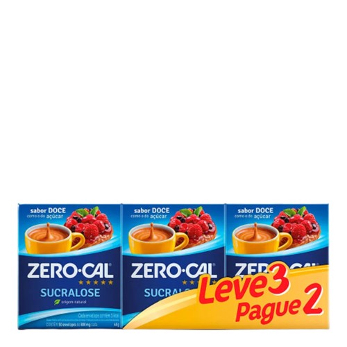 Adoçante em Pó Zero-Cal Sucralose - 3 Unidades com 50 Sachês de 600mg cada