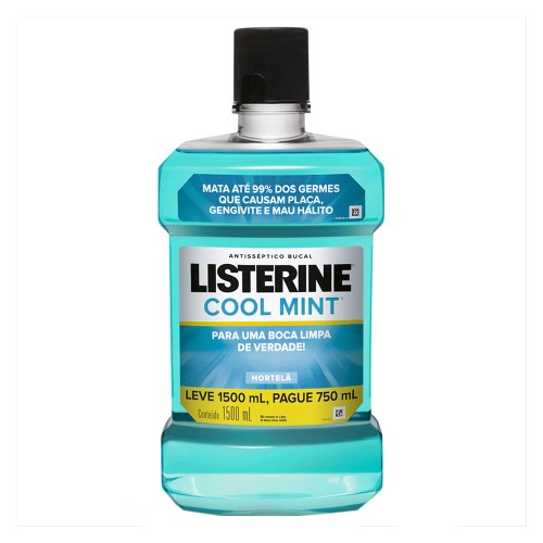 Enxaguante Bucal Listerine Cool Mint Antisséptico Leve 1500ml Pague 750ml