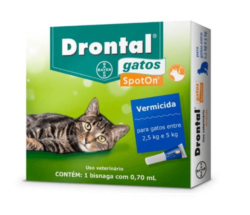 Drontal Spot On Gatos 2,5 a 5kg 0,7ml Bayer vermifugo tópico