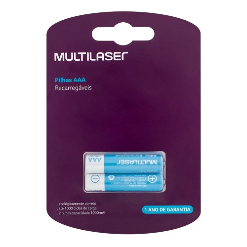 Pilha Multilaser Recarregável AAA CB051 com 2 Unidades