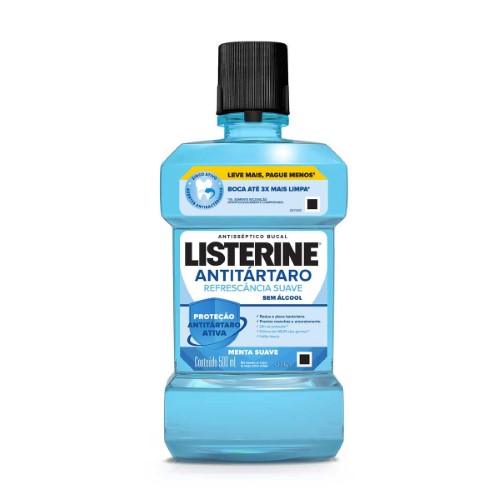 Enxaguante Antisséptico Bucal Listerine Tartar Control Zero Álcool Menta Suave com 500ml