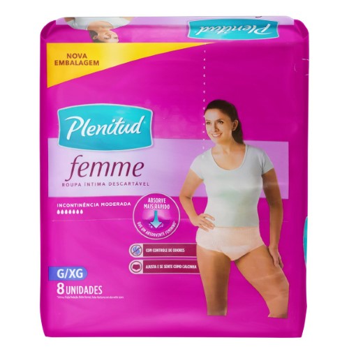 Roupa Íntima Plenitud Femme G/XG 8 Unidades