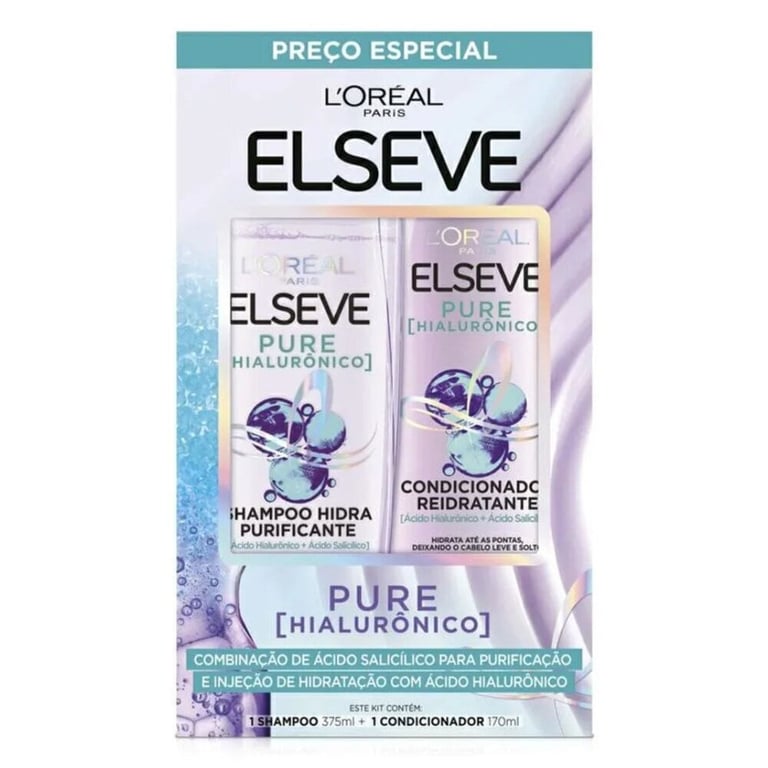 Kit Elseve Pure Hialurônico Shampoo 375ml + Condicionador 170ml