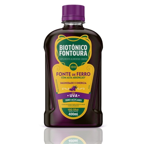 Biotônico Fontoura Suplemento de Ferro Sabor Uva 400ml