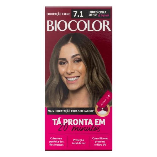 Tintura Creme Biocolor Louro Cinza Médio 7.1 Mini Kit