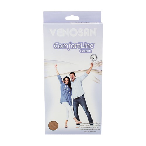 Meia Panturrilha (3/4) Venosan Confortline Cotton 30-40 mmHg EG (Tamanho Extra Grande) Curto, Cor Bege, Ponteira Aberta