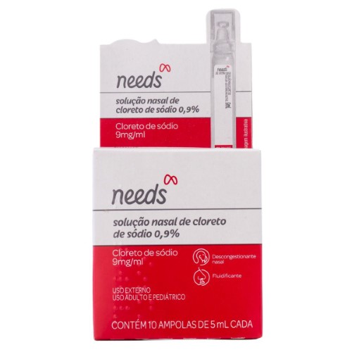 Solução Nasal de Cloreto de Sódio 0,9% Needs 10 ampolas de 5ml cada