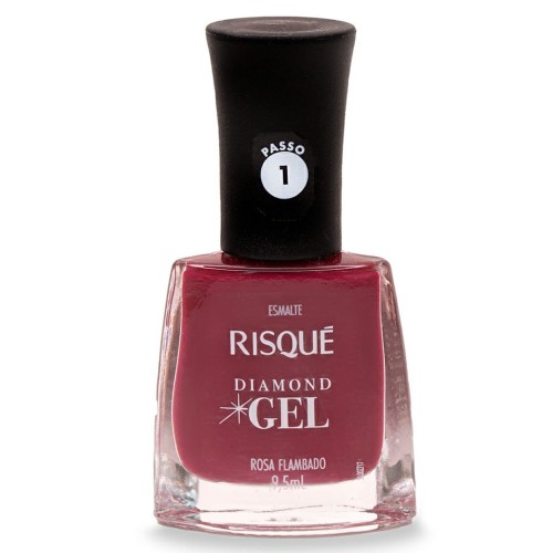 Esmalte Cremoso Risqué Diamond Gel Rosa Flambado 9,5ml