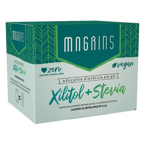 Adoçante Magrins Xilitol + Stevia 50 envelopes