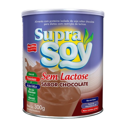 Alimento em Pó SupraSoy Sem Lactose Sabor Chocolate - 300g