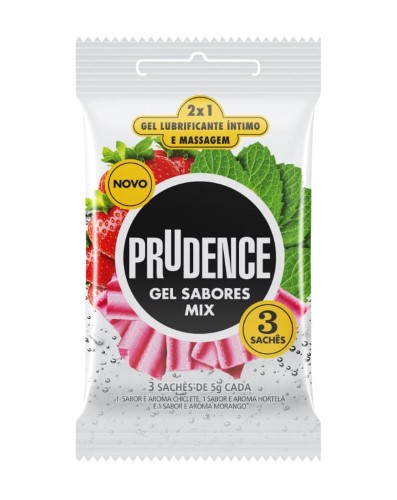 Gel Lubrificante Íntimo e Massagem Prudence Sabores Mix com 3 sachês de 5g cada