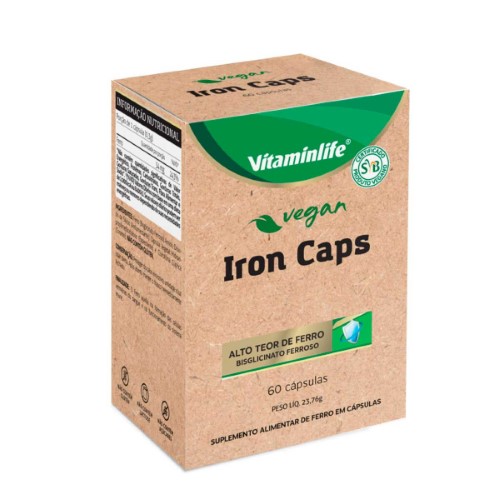 Suplemento Alimentar de Ferro Vitaminlife Vegan Iron Caps 60 Cápsulas