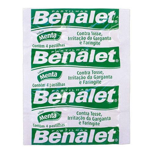 Pastilhas Para Garganta Benalet Sabor Menta 4 Pastilhas