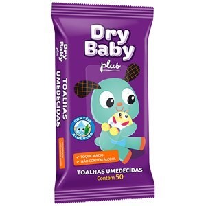 Toalhas Umedecidas Dry Baby Plus com 50 Unidades