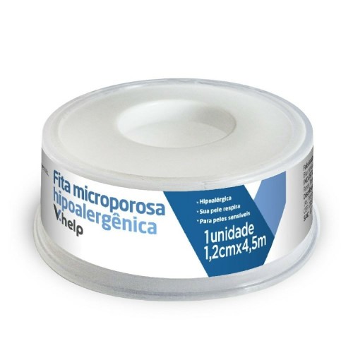 Fita Microporosa V.Help Hipoalérgica Branca 1,2cmx4,5m 1 Unidade