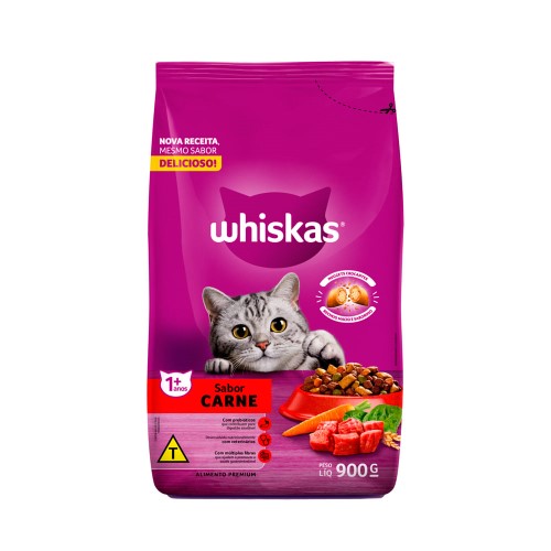 Ração para Gatos Whiskas 1+ anos Carne 900g