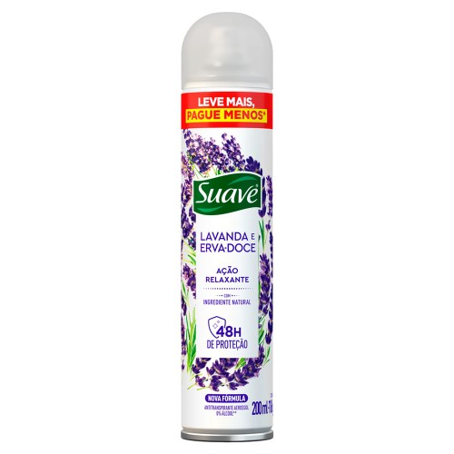 Desodorante Suave Lavanda e Erva-Doce Aerosol Antitranspirante 48h Ação Relaxante 200ml