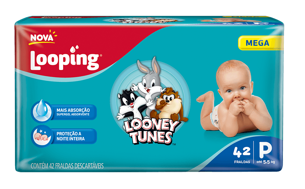 Fralda Looping Looney Tunes Mega P 42 Unidades