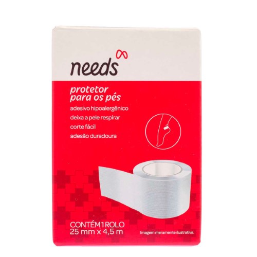 Protetor para os Pés Needs Adesivo Hipoalergênico com 1 rolo de 25mm x 4,5m