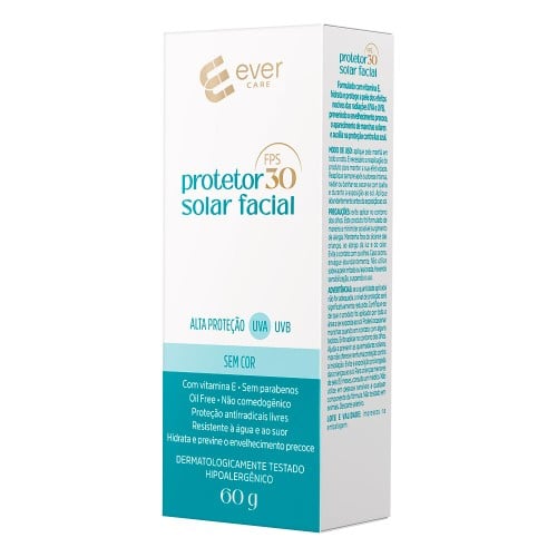 Protetor Solar Facial Ever Care FPS30 Sem Cor 60g