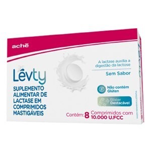 Suplemento Alimentar de Lactase Lévty Sem Sabor com 8 comprimidos