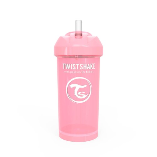 Copo com Canudo Twistshake Straw Rosa 6+ Meses com 360ml