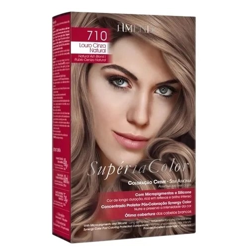 Tonalizante Creme Amend Supéria Color Sem Amônia 710 Louro Cinza Natural com 1 Unidade