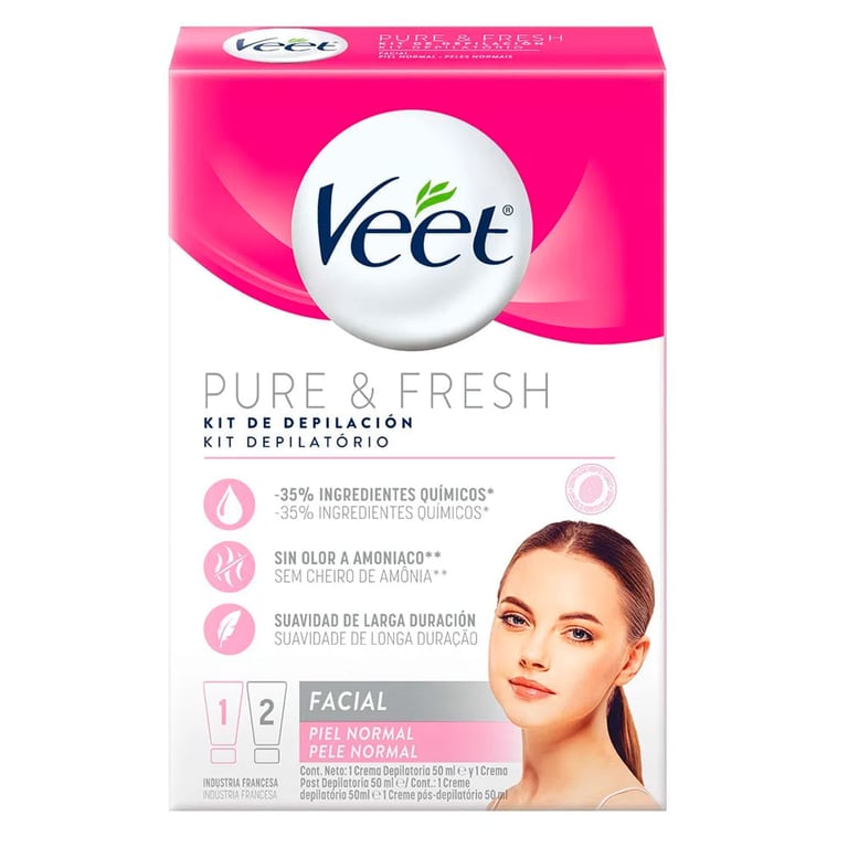 Kit de Depilação Facial Veet Pure & Fresh Creme 50ml + Creme Pós-Depilatório 50ml