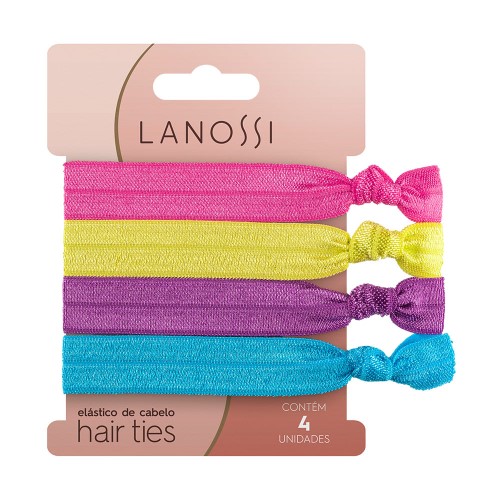 Conjunto de Elástico de Cabelo Lanossi Hair Ties Neon com 4 Unidades